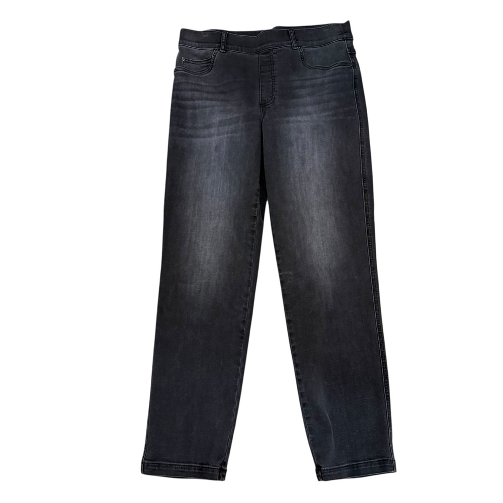 SPANX pull-on shaping black jeans size LARGE stretch denim tummy control